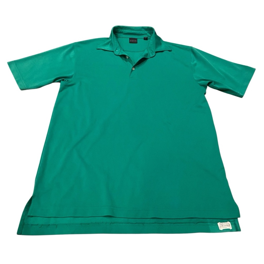 Dunning Golf Men's Short Sleeve Solid Green Polo Shirt Size Large Polyester